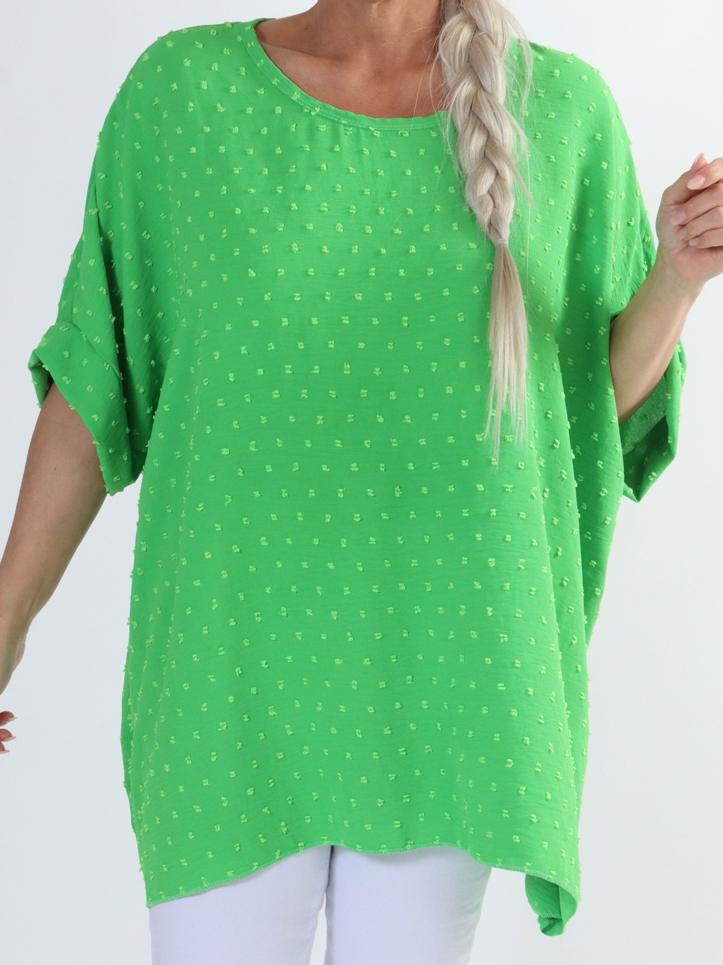 Mileah - Sød plus size bluse med prikket detaljer